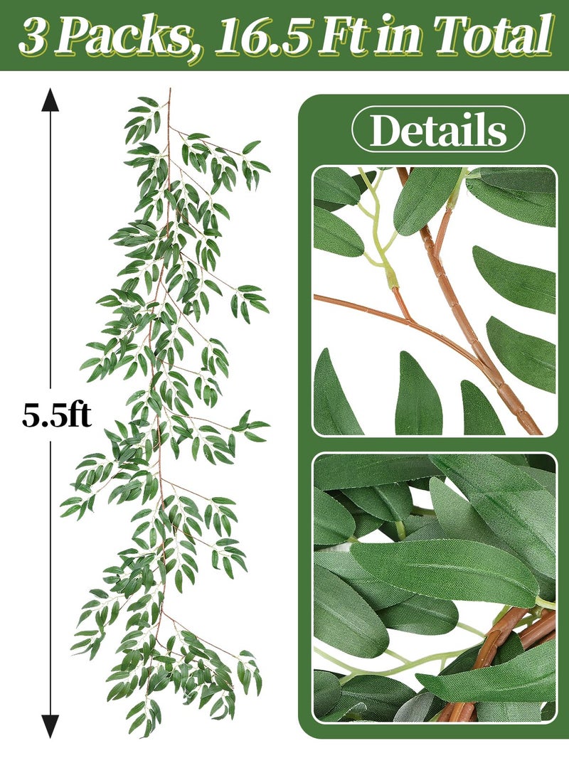 ANPHSIN Fake Vines Greenery Garland - 3 Packs Total 16.5ft Green Willow Leaf Vine Garland, Artificial Leaves Wall Hanging Decor for Home, Room, Wedding Arch, Centerpieces - Image 4